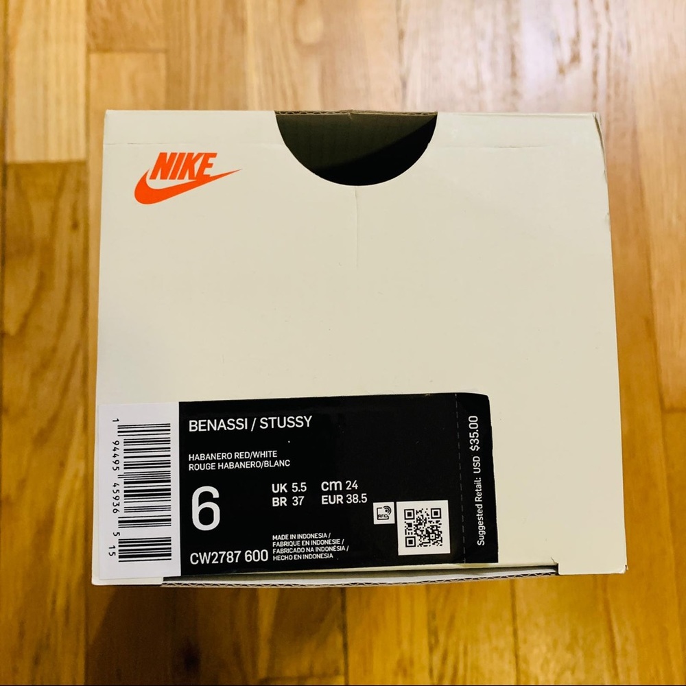 NWT Stussy x Nike Benassi Red Slides - Picture 11 of 15